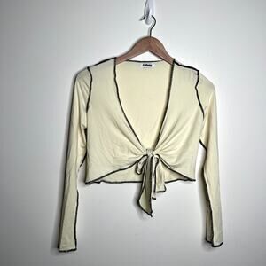 RedBerry Cream Tie Front Top